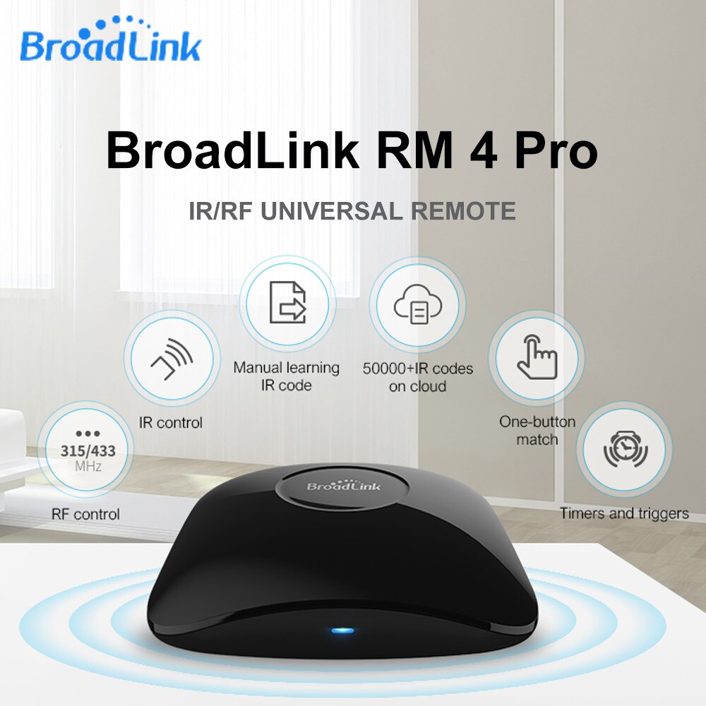Controlador Universal IR + RF + WiFi Broadlink RM4 PRO