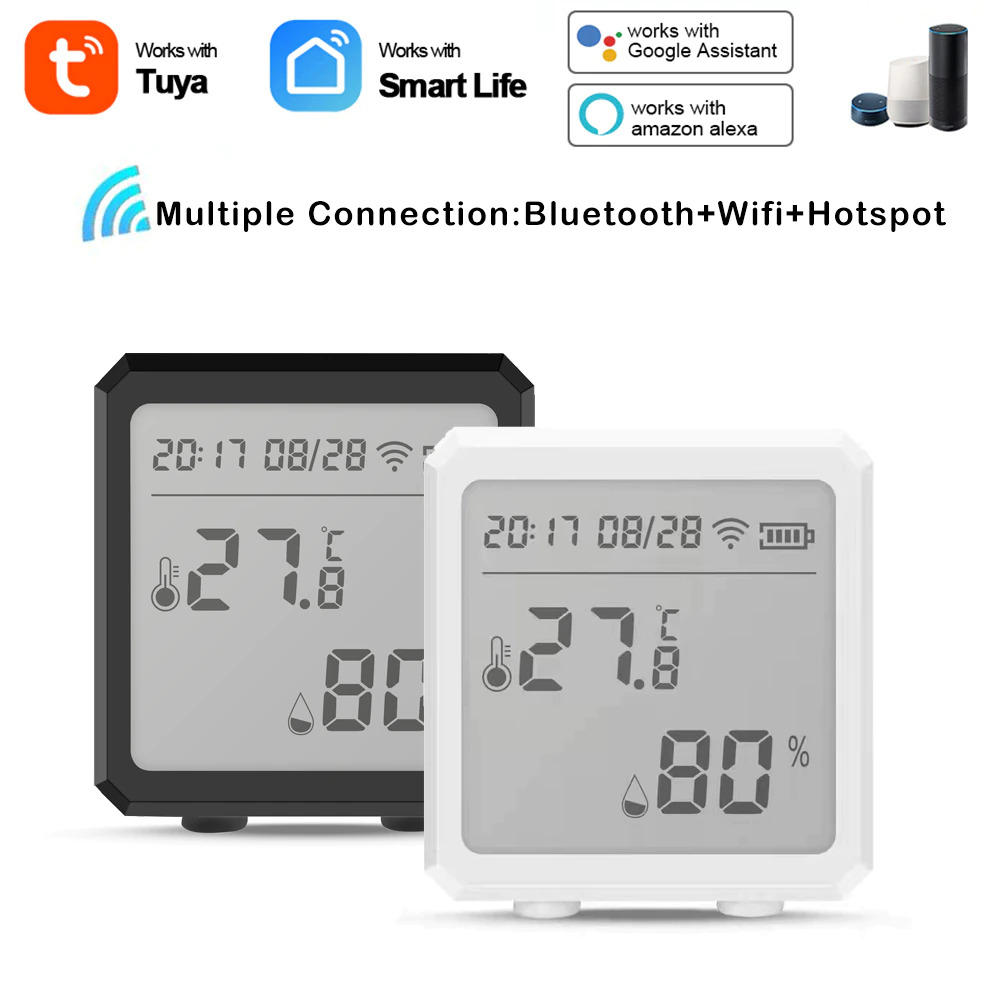 Tuya WiFi Smart Temperature And Humidity Sensor with Buzzer Alarm Indoor  Hygrometer Monitoring For Smart Life Alexa Google Home